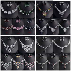 250928 Conjuntos de Joyería de Lujo para Banquete de Bodas Venta al por Mayor Estilos Múltiples de Collar y Aretes de Circonita Cúbica para Mujer Joyería de Moda - Product Image 4