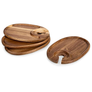 Bandeja de Servir en Forma de Corazón de Madera de Acacia con Soporte para Copas de Vino, para Tabla de Quesos y Charcutería, Regalo para Bodas y Fiestas - Product Image 3