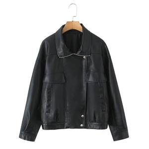 PB & <span class=keywords><strong>ZA</strong></span> แจ็กเก็ตหนังมีกระเป๋าสไตล์เรโทรลำลองทรงหลวมสำหรับผู้หญิงฤดูใบไม้ร่วง2025 - Product Image 4