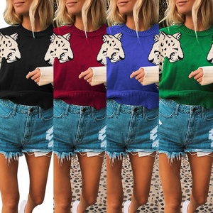 เสื้อสเวตเตอร์ลายเสือดาว ผ้าวิสโคสผสมโพลีเอสเตอร์ ดีไซน์ซิป สไตล์ลำลองสำหรับฤดูใบไม้ผลิ เสื้อสเวตเตอร์ผู้หญิง - Product Image 3