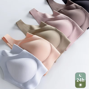 เสื้อชั้นในกีฬาไร้สายสำหรับผู้หญิงแบบ 3/4 คัพ พร้อมแผ่นรองถอดได้ ระบายอากาศได้ดี ผลิตจากผ้าถักเนื้อบาง ผสมสแปนเด็กซ์/ไนลอน ปิดด้านหลัง เหมาะสำหรับใช้ในชีวิตประจำวัน - Product Image 1