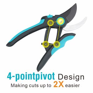 Ciseaux de jardin en acier au carbone à 4 points de pivotement, conception brevetée, économie <span class=keywords><strong>d</strong></span>'effort, <span class=keywords><strong>test</strong></span>és par la fréquence <span class=keywords><strong>d</strong></span>'utilisation du produit - Product Image 4