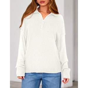 Suéter Personalizado para Mujer, Cuello en V, Cierre de Cremallera, Manga Larga, Estilo Casual de Negocios, Otoño-Invierno 2025, Talla XS, B0F9KCBZT8 - Product Image 4