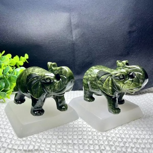 Atacado Tamanho Grande Natural Xiuyan Jade Elefante De Cristal auspicioso Animal Feng Shui Adorno Decoração Para Casa
