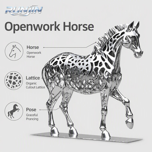 Escultura <span class=keywords><strong>de</strong></span> metal <span class=keywords><strong>de</strong></span> caballo a tamaño real, <span class=keywords><strong>de</strong></span> acero inoxidable pulido espejo, hueca, para jardín exterior, arte paisajístico, fabricante personalizado - Product Image 2