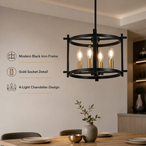 Modern Iron Chandelier 4 <b>Light</b> E12 Warm Single Color For <b>Indoor</b> Dining Room Living Room Home Decor Adjustable Height - Product Image 2