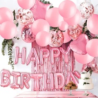 Lot de ballons et confettis roses en latex pour décoration de fête d'anniversaire en gros