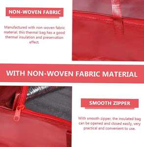 Sac isotherme rouge non tissé en gros, sac repas thermique tendance avec motif lettre pour pique-nique, voyage, livraison de repas, tailles personnalisables - Product Image 5