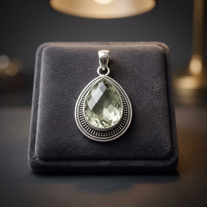 Pendentif Solitaire Citrine en Argent 925 Art Palace, Forme Goutte d'Eau, Sertissage Clos, Style Classique, Bijou Unisexe - Product Image 2