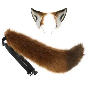 Hy nhân tạo động vật Tai Headgear đuôi đạo cụ dễ thương sang trọng Fox tóc ban nhạc thiết lập