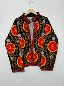<b>Women</b>’s Black Embroidered Floral <b>Jacket</b> | Handmade Indian Ethnic Boho <b>Jacket</b> | Multicolor Floral Thread Work Short <b>Jacket</b> - Product Image 5