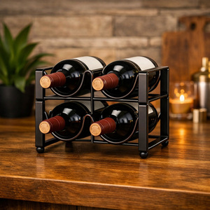 Modern Minimalist Wine Rack Steel <b>9</b> Bottle Storage Shelf For Home Dining Table Decor - Product Image 3