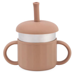 Vaso de Entrenamiento para Bebés con Pajita, de Silicona de Grado Alimenticio, Doble Pared, Acero Inoxidable 304, para Niños - Product Image 5