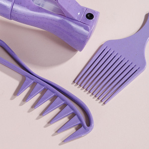 Ensemble de peignes de massage en paille de blé, peigne à dents larges, flacon pulvérisateur, outils de coiffure durables pour la population générale - Product Image 3