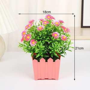 Plantes artificielles en pot Yiwu Datuo Florist, clôture de marguerites, 18x21cm, décoration intérieure pour salon, entrée, mariage - Product Image 2