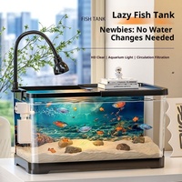 Aquarium multifonctionnel de bureau, petit aquarium moderne, ensemble complet de paysagisme, écologique, transparent, en plastique ABS carré