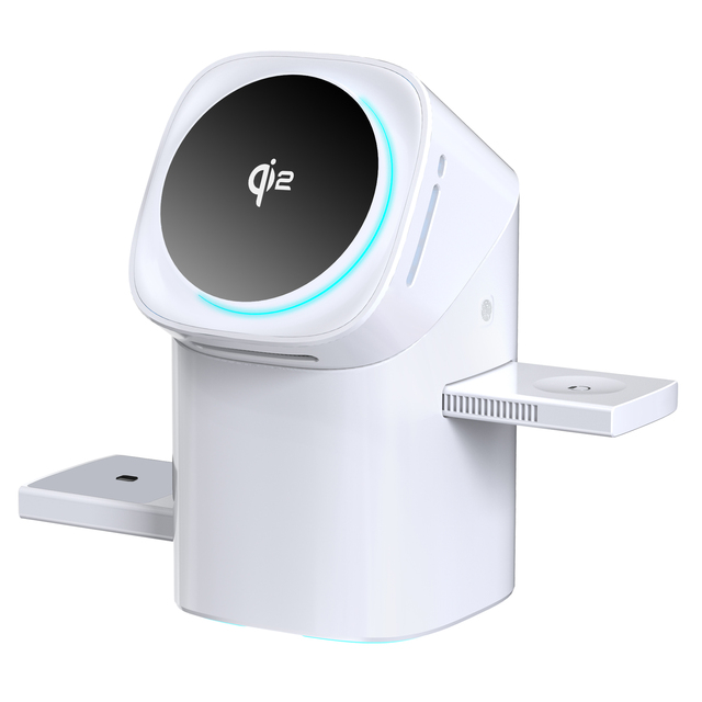 LED Turbofan Full Touch Rotatable Qi2 15W 3 in 1 Magnetic Wireless Charger Station for iPhone Samsung IWatch AirPods