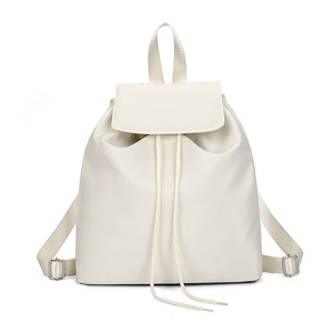 Custom Printing Drawstring <b>Backpack</b> <b>Women</b> PU Leather Shoulder Bag for School Travel Daily Use Low MOQ Minimalist Lightweight - Product Image 1