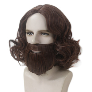 Jesus Styling <span class=keywords><strong>Halloween</strong></span> Beard Headgear Japan Card Silk Easter Peluca transpirable Europa y los Estados Unidos <span class=keywords><strong>Pelucas</strong></span> para hombres - Product Image 2