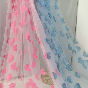 ผ้าตาข่ายไนลอนพิมพ์ลายหัวใจวิบวับ ผ้าโปร่งแสง สำหรับกระโปรงผู้หญิง ชุดเด็ก งานปาร์ตี้ ตกแต่ง ขายส่ง - Product Image 1