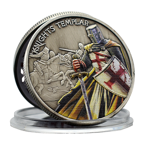 Antike versilberte Tempelritter-Gedenkmünze Christian Crusaders Home Decorative Metal Challenge Coin - Product Image 1