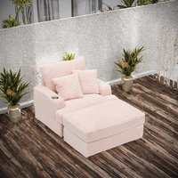 Sofá Cama Seccional Chesterfield de Pana Retro, Módulo de Compresión Móvil, Diseño Plegable, Relleno de Esponja, Convertible para Hotel