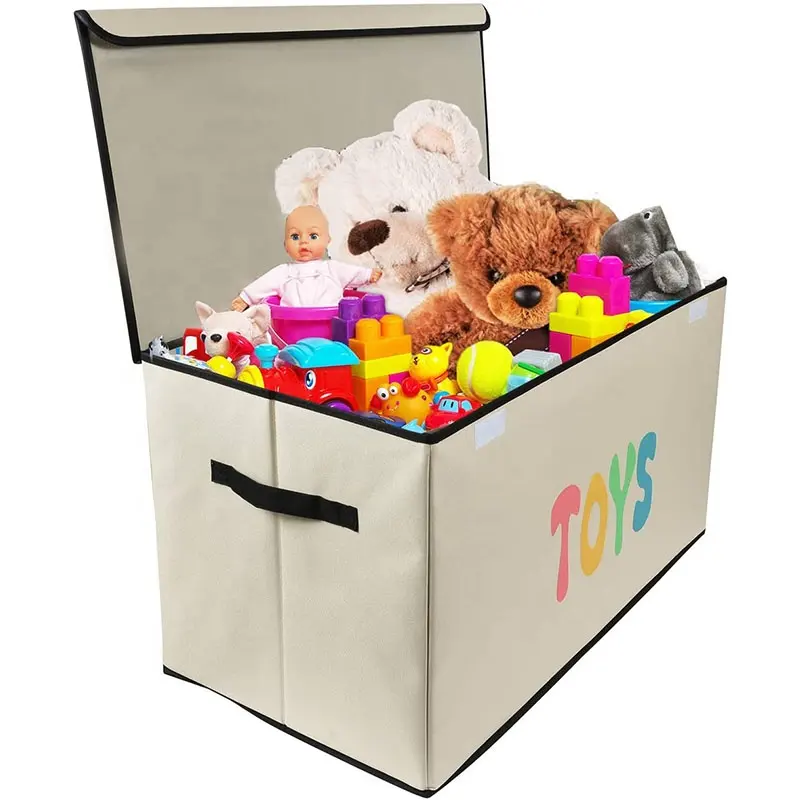 Caja de almacenamiento de juguetes para niños, organizador rectangular de gran tamaño, de poliéster 600D, con asas