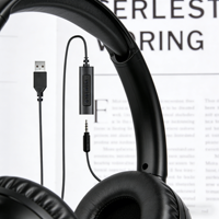 Casque 2-en-1 USB double port + DC3.5mm, filaire, circum-auriculaire, avec micro anti-bruit et contrôle du volume/muet pour bureau téléphonique