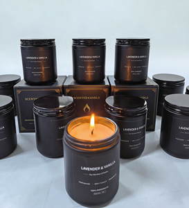 Candela Profumata di Lusso Eco-Friendly in Barattolo Nero, Lavanda e Vaniglia, per Festività, Diwali, Festa del Papà, 40 Ore di Durata, <span class=keywords><strong>Soia</strong></span> Organica - Product Image 2