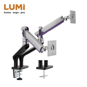 LUMI Dual Monitor Desk Mounts Premium <span class=keywords><strong>Double</strong></span> VESA Aluminium Swivel Spring-Assisted Monitor Arm Stand for 32 Inch Computer Screen - Product Image 4