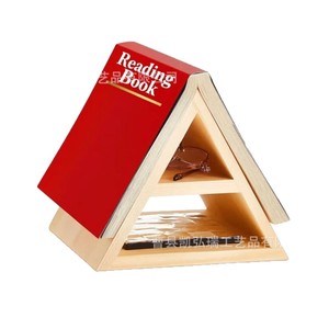 Simple bamboo triangular bookshelf, portable <b>bookend</b>, bamboo reading shelf, desktop organizer, book holder. - Product Image 5