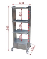 Chariot de transport multi-niveaux en acier inoxydable pour équipement vétérinaire