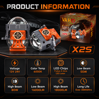 VAHID X2S 160W Projecteur Laser Bi-LED 6000K Phare de Voiture Universel à Faisceau Haut et Bas pour Rénovation et Amélioration de l'Éclairage Automobile