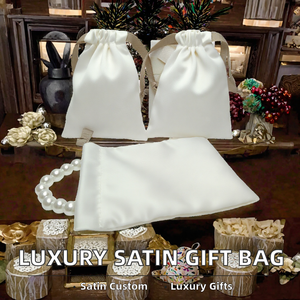 Sacs cadeaux de Noël en satin de luxe sur mesure avec cordon de serrage et pochettes en soie pour perruques - Product Image 2