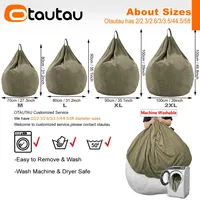 OTAUTAU Housse de canapé en velours côtelé, pouf, ottoman, grand pouf, sac de pouf, fauteuil inclinable, siège d'angle au sol, futon DD005