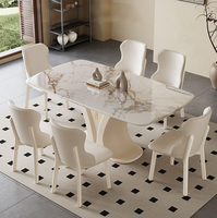 Ensemble de table à manger rectangulaire en bois massif, moderne, extensible, imperméable, pour 6 personnes, style nordique