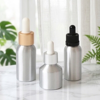 Vente en gros d'usine : flacons compte-gouttes en aluminium argenté pour huiles essentielles, 30 ml, 50 ml, 100 ml, conteneur de voyage en métal