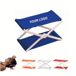 Chaise longue de plage portable en nylon avec logo personnalisé, appui-tête, pliable et compacte, coussin de plage pour l'été, la plage, les piscines, les voyages et les vacances - Product Image 1