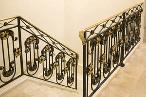 Villa Escalier en colimaçon en fer forgé Main courante courbée de luxe Garde-corps balustrade en fer forgé - Product Image 5