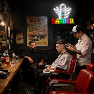 Barber neon LED acrylic <b>sign</b> USB powered dimmable ambient light shop window decoration light entrance indicator light Custom 5V - Product Image 4