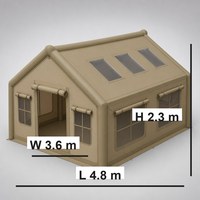 Tente Cabine Gonflable en Toile Kaki 17,28 m² 3,6x4,8x2,3m avec Portes AB, Fenêtres en Mélange de Coton, Tente Gonflable pour 7-10 Personnes, Glamping Familial