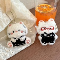 Porte-clés en peluche chat siamois Kawaii en gros, poupée chaton douce et rembourrée, ornement pour sac à dos ou sac de voiture, cadeau souvenir pour fête d'anniversaire