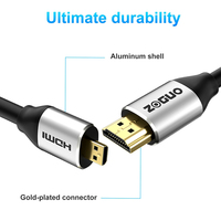 Câble convertisseur HDMI mâle Micro HDMI 4K 60HZ prise en charge Ethernet 5mm extérieur 3m 5m lecteur DVD Audio vidéo Al Shell plaqué or Stock