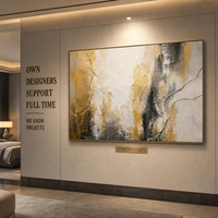 Geschmolzenes Gold Weiß Schwarz Crackle Bas-Relief Ölgemälde Wandkunst Goldrahmen Hotel Restaurant Privates Esszimmer Wanddekoration Maßanfertigung Großhandel OEM