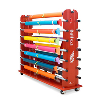 Étagère de présentation pour rouleaux de tissu en métal rouge - Étagère réglable robuste pour rouleaux de vinyle, pour l'industrie électrique, le commerce de détail