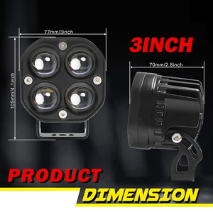 Новое поступление, недорогой автомобильный квадратный противотуманный свет 12 В, желтый 3-дюймовый Автомобильный светодиодный рабочий свет для трактора для грузовика - Product Image 3