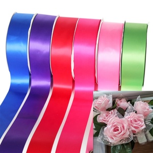 Pita Satin Dua Sisi 4cm 100 Yard Merah 250 Pita Hadiah untuk Hari Ibu dan Dekorasi Bunga Natal Grosir - Product Image 1