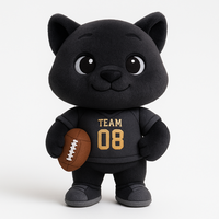 Peluche Mascotte Sportive Panthère Noire Personnalisée OEM ODM pour Matchs de Football, Articles de Soutien et Souvenirs d'Équipe