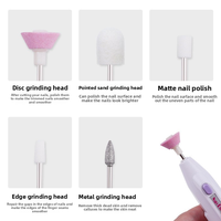 Mini perceuse à ongles, livraison de 5 têtes de meulage pour ongles, vente en gros de meuleuses à ongles, polisseuse électrique pour ongles