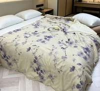 Couette d'été respirante moderne - Motif petites fleurs violettes 200x230cm pour literie domestique
